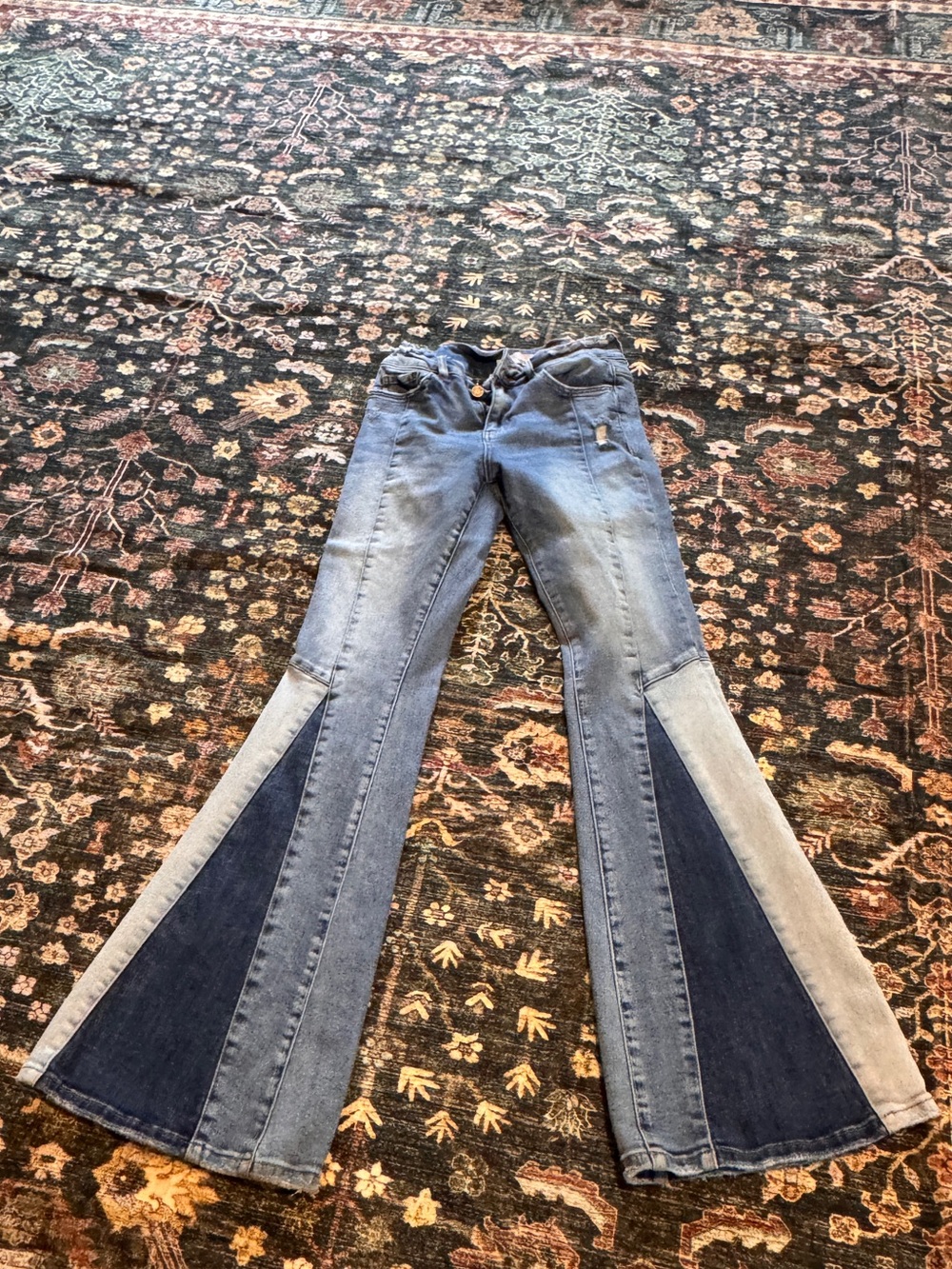 Women’s Two-Tone Blue Flare Jeans